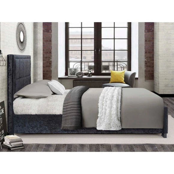 Budget ???? Birlea Hannover Black Crushed Velvet Bed Frame ???? - Image 6