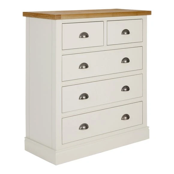 Cheapest ???? Dunelm Compton 5 Drawer Chest, Ivory & Oak ???? - Image 3