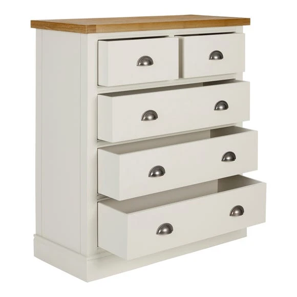 Cheapest ???? Dunelm Compton 5 Drawer Chest, Ivory & Oak ???? - Image 4