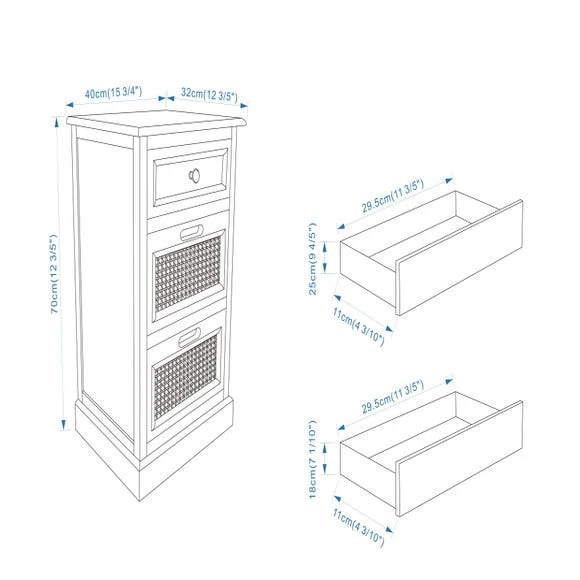 Promo ???? Dunelm Lucy Cane 3 Drawer Bedside Table ⭐ - Image 2