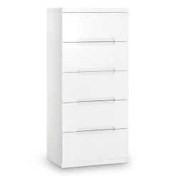 New ???? Julian Bowen Manhattan Slim 5 Drawer Chest, White ⭐