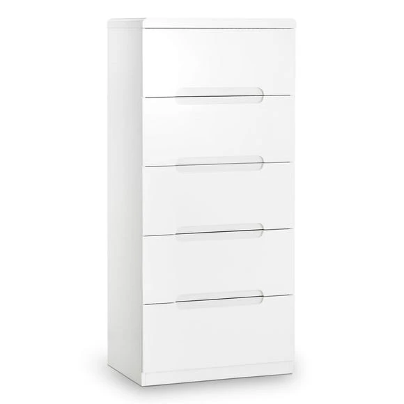 New ???? Julian Bowen Manhattan Slim 5 Drawer Chest, White ⭐