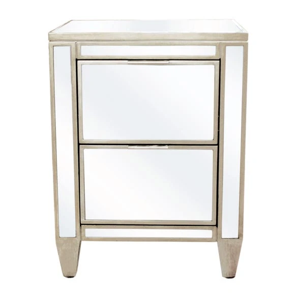 Flash Sale ???? Dunelm Fitzgerald 2 Drawer Bedside Table, Mirrored ????