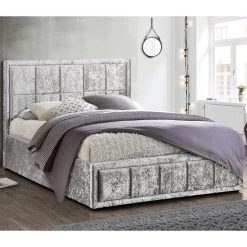 Promo ???? Birlea Hannover Steel Crushed Velvet Ottoman Bed ????