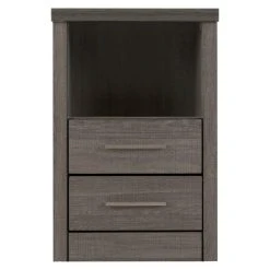 Promo ???? Seconique Lennon Black 2 Drawer 1 Shelf Bedside Cabinet ????