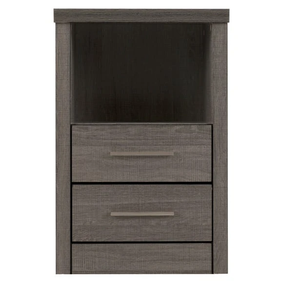 Promo ???? Seconique Lennon Black 2 Drawer 1 Shelf Bedside Cabinet ????