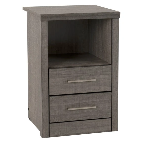Promo ???? Seconique Lennon Black 2 Drawer 1 Shelf Bedside Cabinet ???? - Image 2