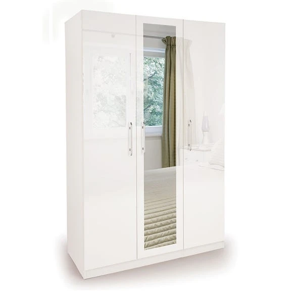 Deals ✔️ Harmony Angel Triple Wardrobe, White High Gloss & Mirrored ✨