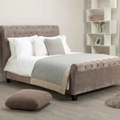 Hot Sale ???? Limelight Orbit Mink Velvet Upholstered Bed Frame ????