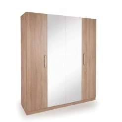 Top 10 ???? Harmony Holborn 4 Door Wardrobe, Natural & Mirrored ✔️