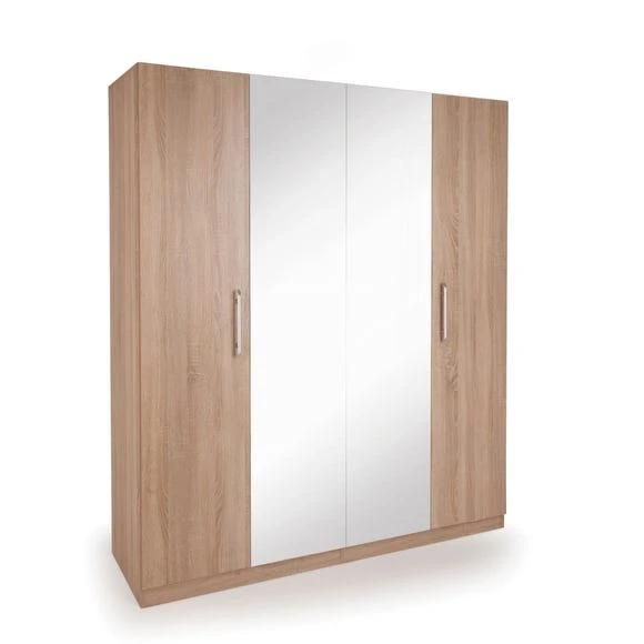 Top 10 ???? Harmony Holborn 4 Door Wardrobe, Natural & Mirrored ✔️