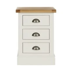Budget ???? Dunelm Compton 3 Drawer Bedside Table, Ivory & Oak ????
