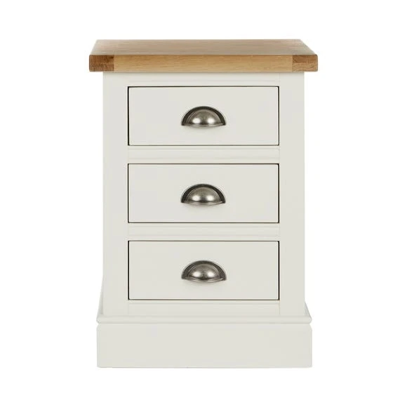 Budget ???? Dunelm Compton 3 Drawer Bedside Table, Ivory & Oak ????