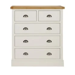Cheapest ???? Dunelm Compton 5 Drawer Chest, Ivory & Oak ????