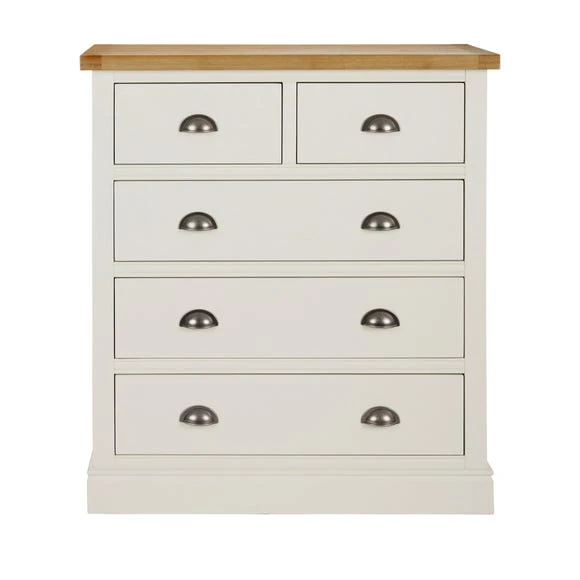 Cheapest ???? Dunelm Compton 5 Drawer Chest, Ivory & Oak ????