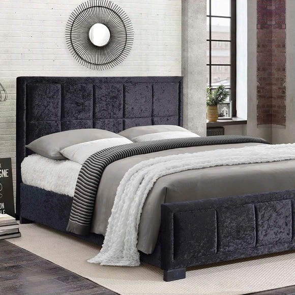 Budget ???? Birlea Hannover Black Crushed Velvet Bed Frame ????