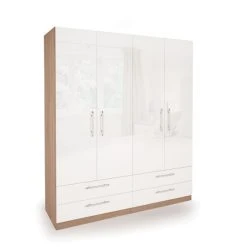 Budget ⭐ Harmony Kew 4 Door 4 Drawer Wardrobe, White ????