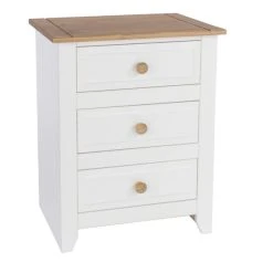 Budget ❤️ Core Capri 3 Drawer Bedside Table, White & Pine ????