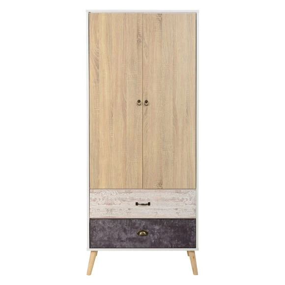 Hot Sale ✔️ Seconique Nordic Double 2 Drawer Wardrobe, White & Pine ???? - Image 2