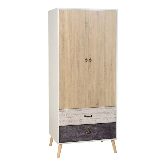 Hot Sale ✔️ Seconique Nordic Double 2 Drawer Wardrobe, White & Pine ???? - Image 3