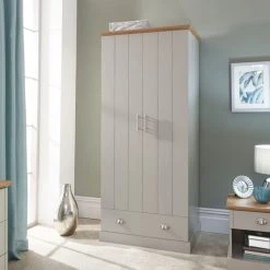 Best Sale ???? GFW Kendal Double 1 Drawer Wardrobe, Grey ⌛
