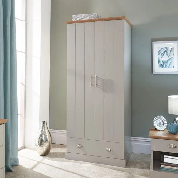 Best Sale ???? GFW Kendal Double 1 Drawer Wardrobe, Grey ⌛