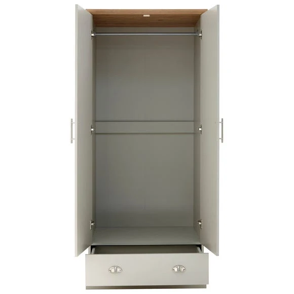Best Sale ???? GFW Kendal Double 1 Drawer Wardrobe, Grey ⌛ - Image 3