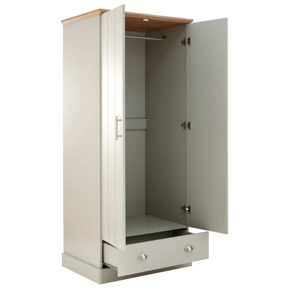 Best Sale ???? GFW Kendal Double 1 Drawer Wardrobe, Grey ⌛ - Image 5