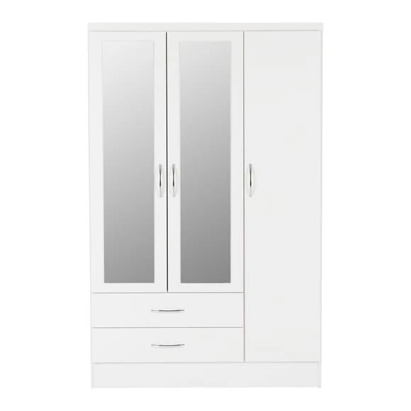 Budget ???? Seconique Nevada Triple 2 Drawer Wardrobe, Mirrored ????