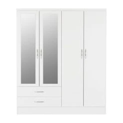 Cheapest ???? Seconique Nevada 4 Door 2 Drawer Wardrobe, Mirrored ????