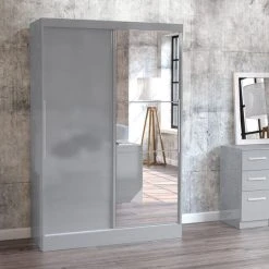 Best Sale ✨ Birlea Lynx 132cm Sliding Double Wardrobe, Mirrored ⌛