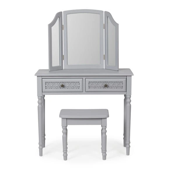 Coupon ???? Dunelm Carys 2 Drawer ???? Dressing Table Set with Mirror, Grey ???? - Image 2