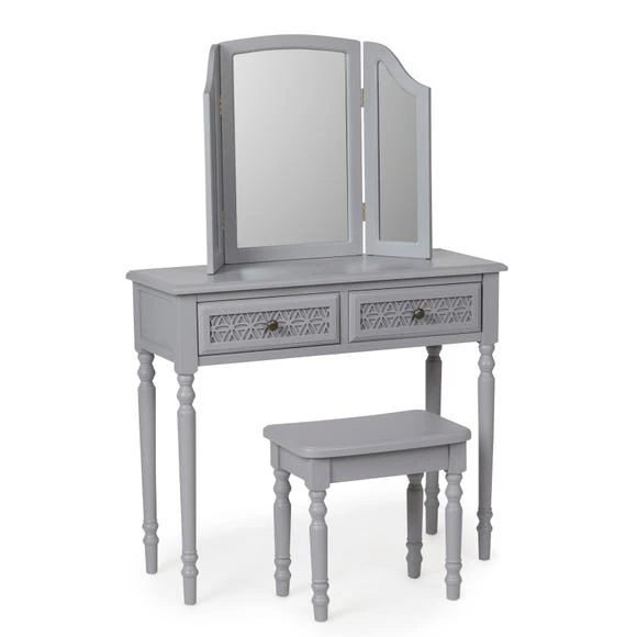 Coupon ???? Dunelm Carys 2 Drawer ???? Dressing Table Set with Mirror, Grey ???? - Image 3