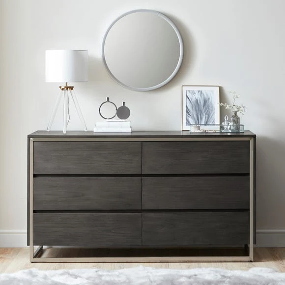 Discount ❤️ Dunelm Logan 6 Drawer Chest, Grey ????