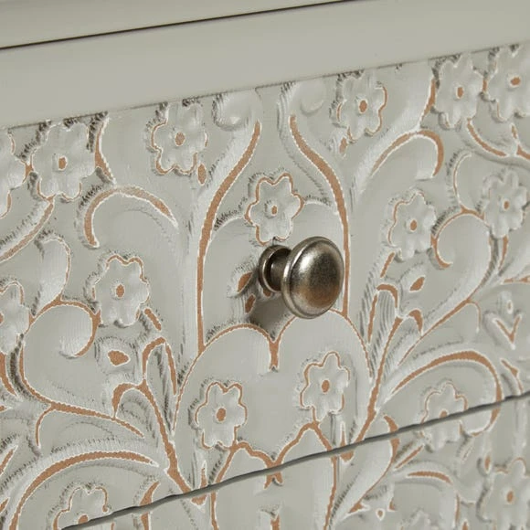 Flash Sale ???? Dunelm Josie Floral 3 Drawer Bedside Table, Grey ???? - Image 6