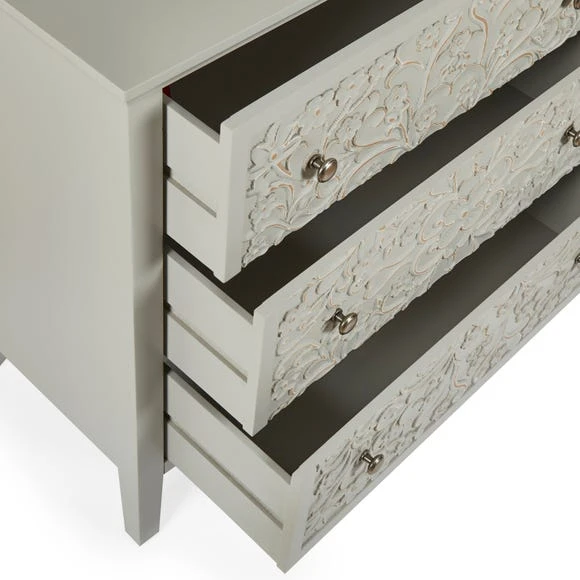 Budget ???? Dunelm Josie Floral 3 Drawer Chest, Grey ⭐ - Image 4
