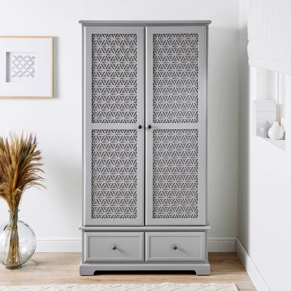 Budget ???? Dunelm Carys Double 2 Drawer Wardrobe, Grey ????