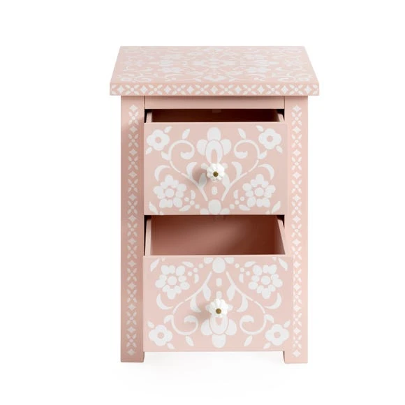 Deals ⌛ Dunelm Mabel 2 Drawer Bedside Table, Blush Patterned ???? - Image 4