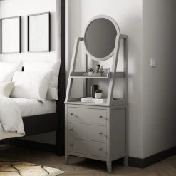 Hot Sale ⌛ Dunelm Lynton 3 Drawer Standing ???? Dressing Table with Mirror, Grey ????
