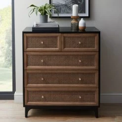 Buy ???? Dunelm Franco 5 Drawer Chest, Black ????