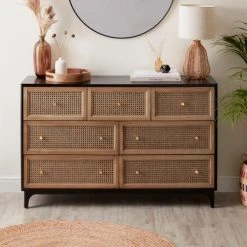 Buy ???? Dunelm Franco 7 Drawer Chest, Black ????