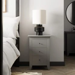 Deals ???? Dunelm Lynton 3 Drawer Bedside Table, Grey ????