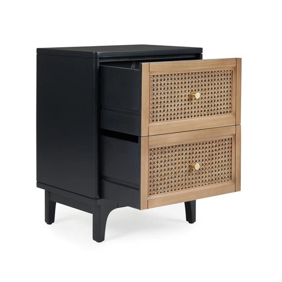 Best reviews of ???? Dunelm Franco 2 Drawer Bedside Table, Black & Cane ???? - Image 2