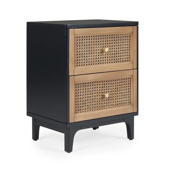 Best reviews of ???? Dunelm Franco 2 Drawer Bedside Table, Black & Cane ???? - Image 6