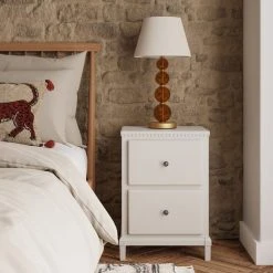 Best Sale ???? Dunelm Marco 2 Drawer Bedside Table, Ivory ????