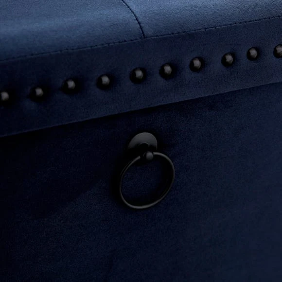 Promo ???? Dunelm Luxe Traveller Navy Velvet Ottoman ???? - Image 3