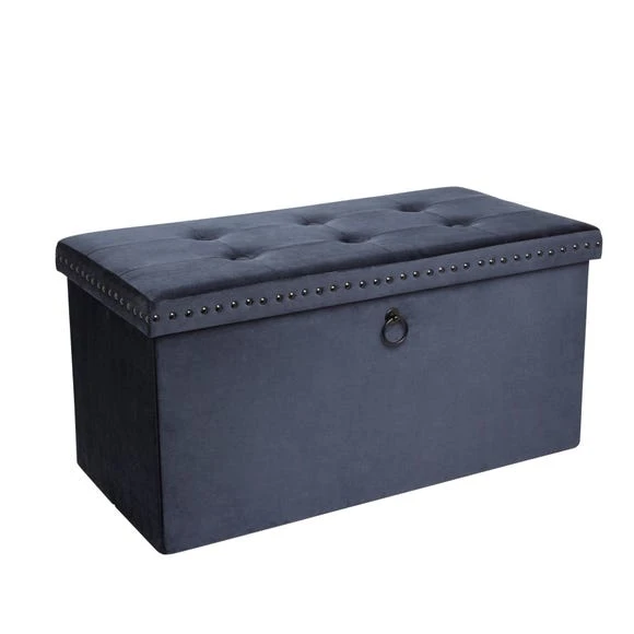Promo ???? Dunelm Luxe Traveller Navy Velvet Ottoman ???? - Image 4