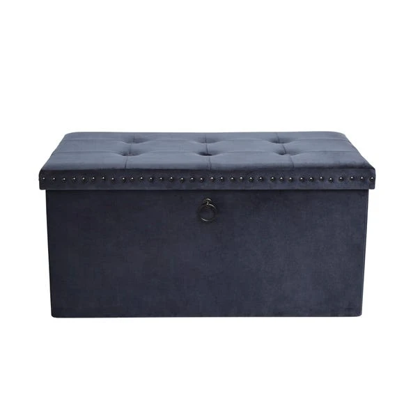 Promo ???? Dunelm Luxe Traveller Navy Velvet Ottoman ???? - Image 5