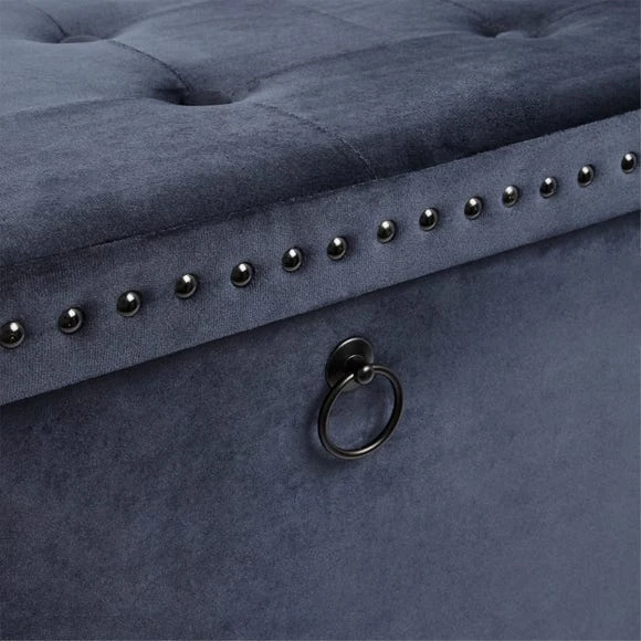 Promo ???? Dunelm Luxe Traveller Navy Velvet Ottoman ???? - Image 6