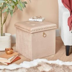 Best Pirce ???? Dunelm Luxe Traveller Cream Velvet Cube ❤️